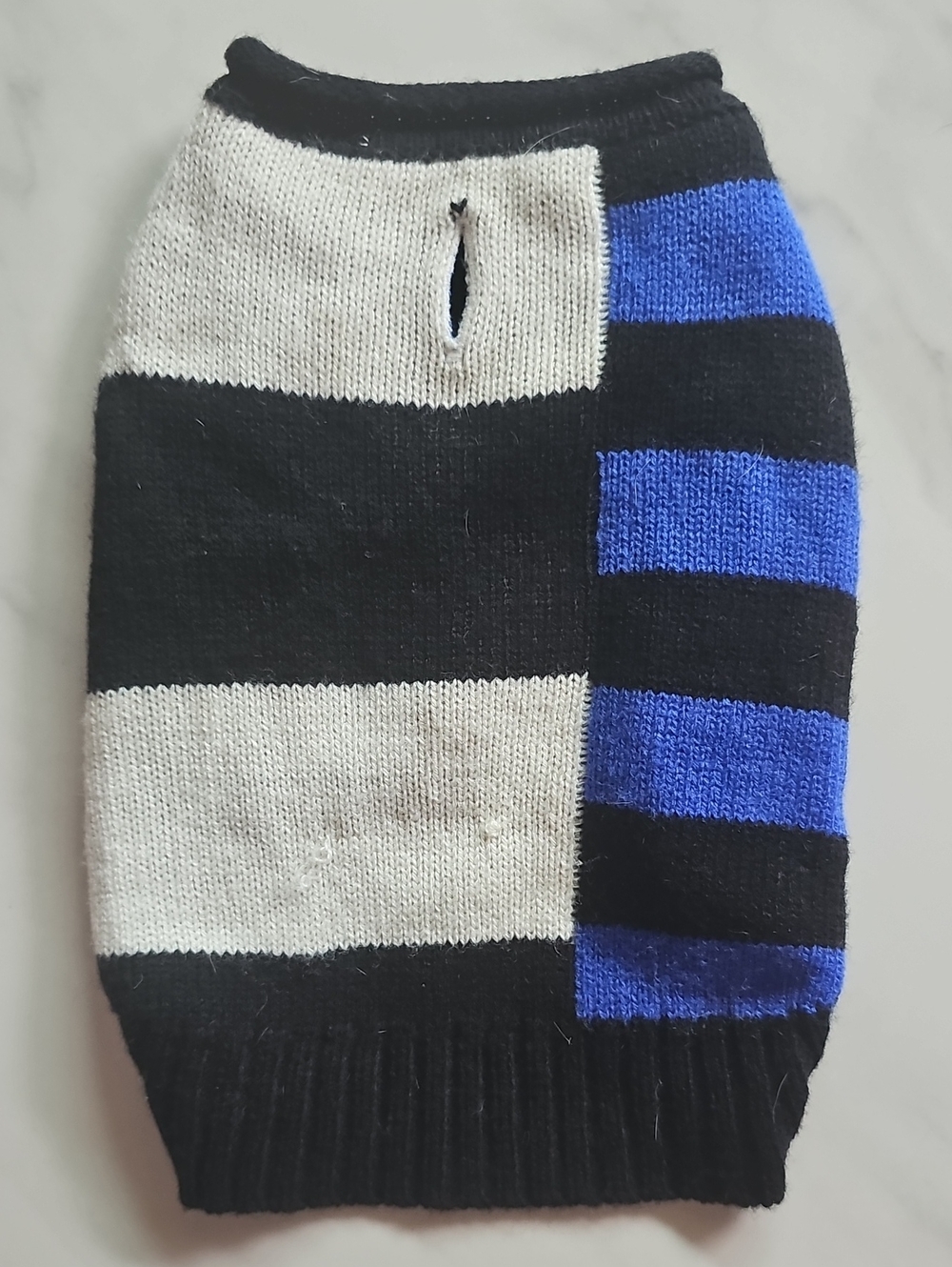 Men's Striped Knit Sweater - Black, White & Blue